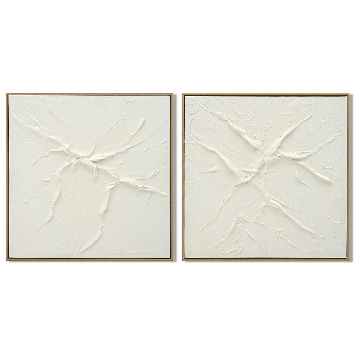 Lienzo Home ESPRIT Blanco Abstracto Escandinavo 62 x 4,5 x 62 cm (2 Unidades)