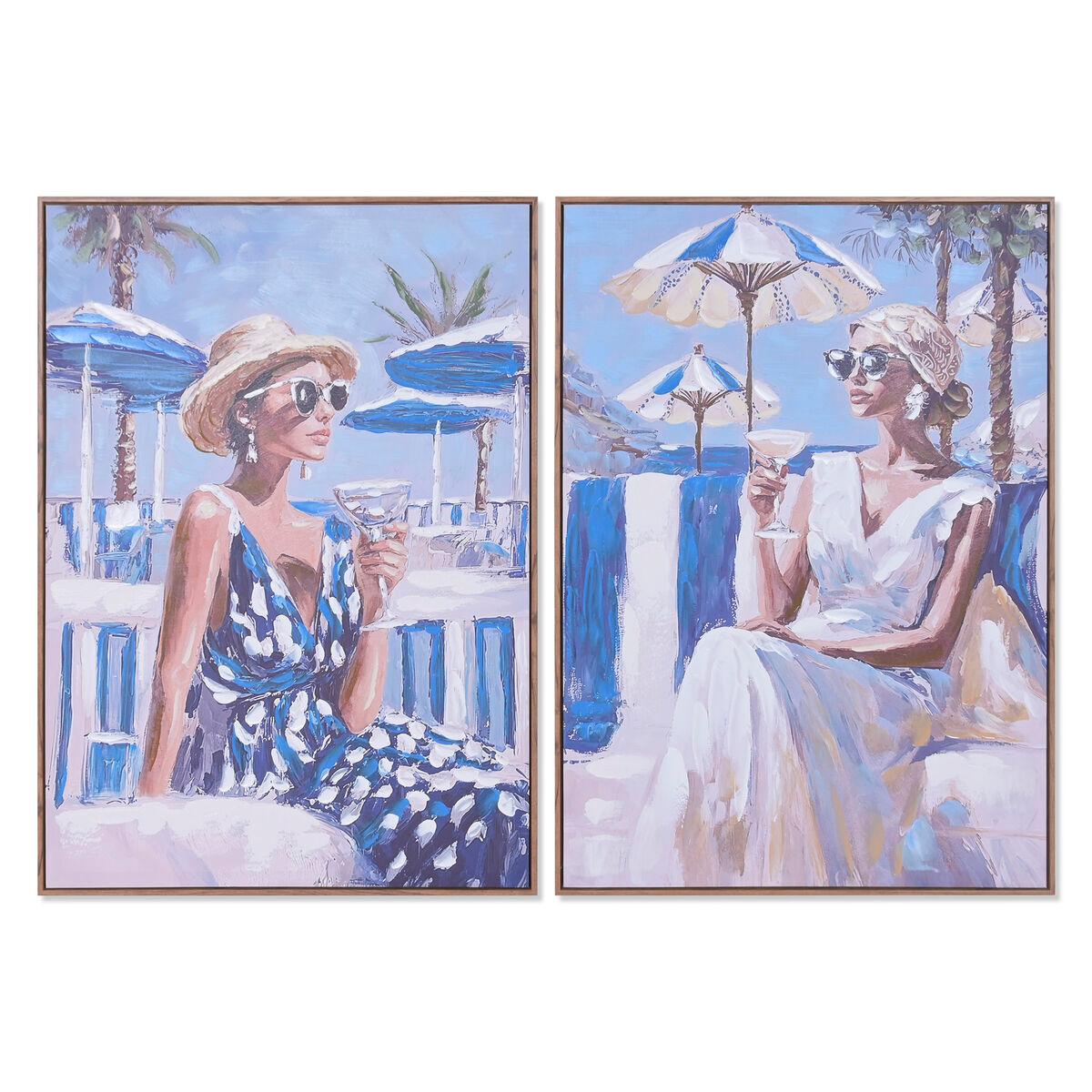 Lienzo Home ESPRIT Azul Blanco Mediterráneo chica 70 x 3,5 x 100 cm (2 Unidades)