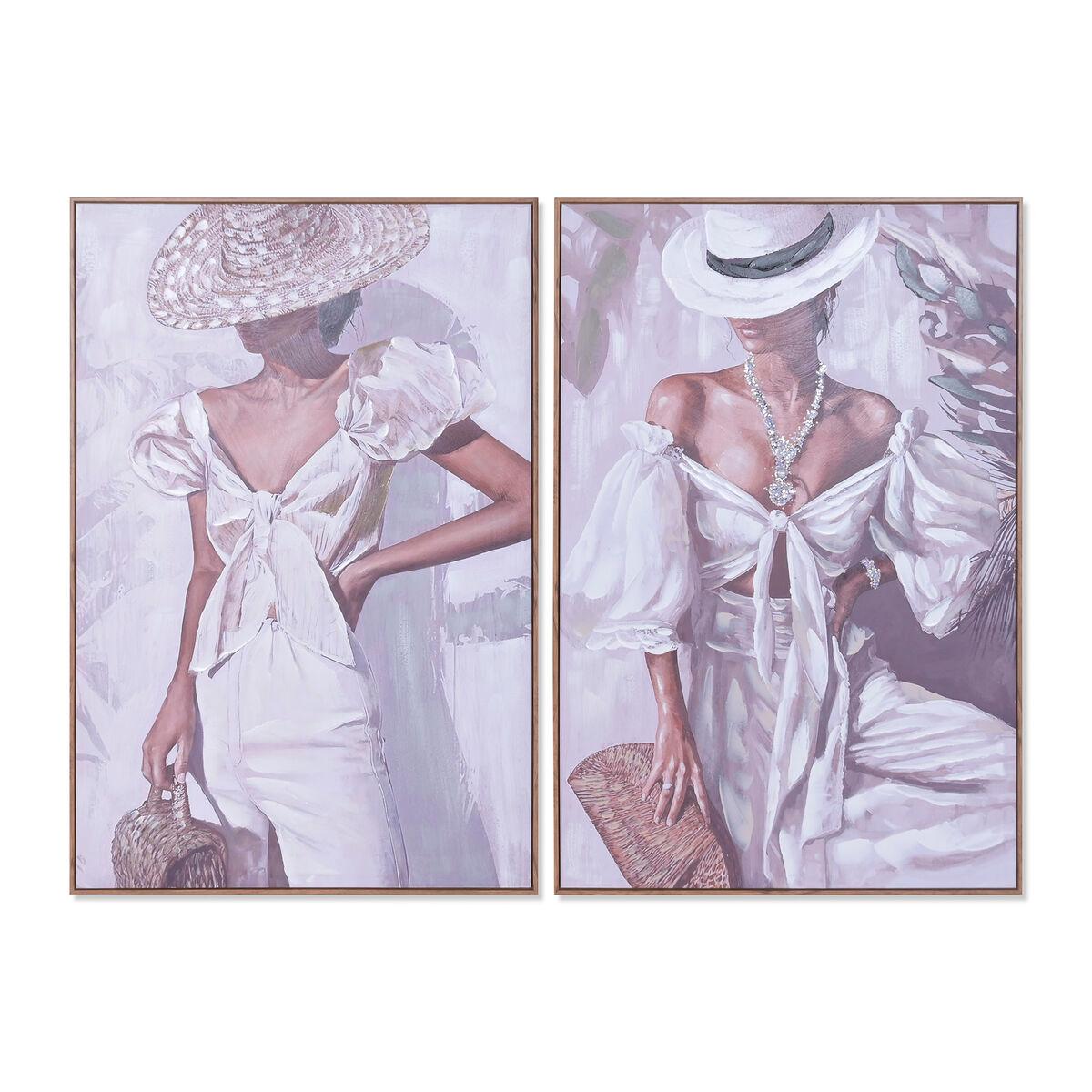 Lienzo Home ESPRIT Blanco Mujer Escandinavo 80 x 3,5 x 120 cm (2 Unidades)