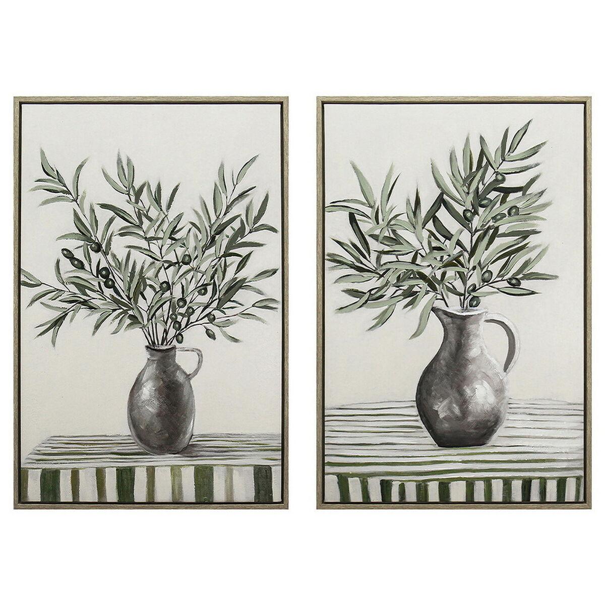 Lienzo Home ESPRIT Beige Terracota Abstracto Shabby Chic 60 x 3,8 x 90 cm (2 Unidades)