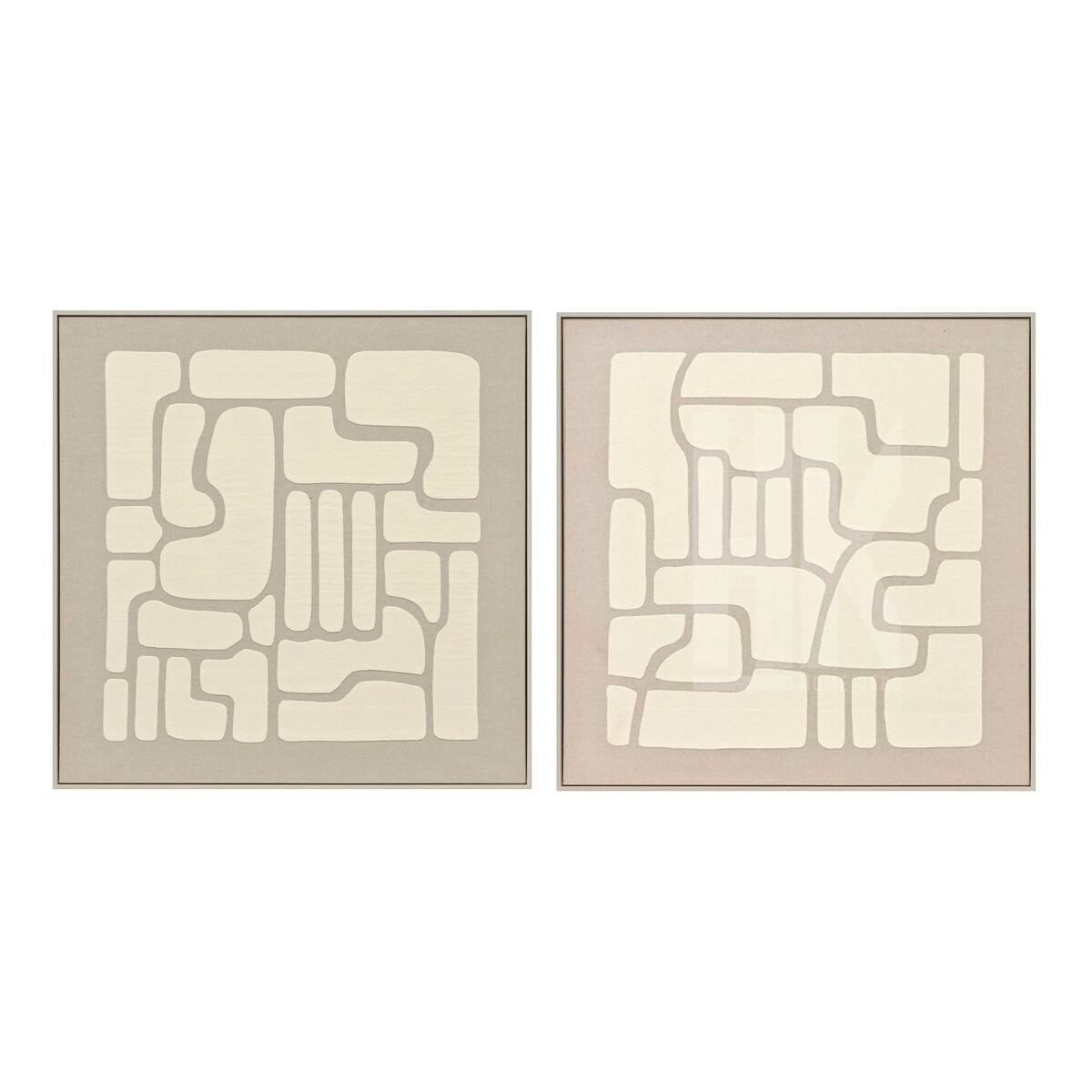 Cuadro Home ESPRIT Madera MDF 80 x 3,8 x 80 cm (2 Unidades)