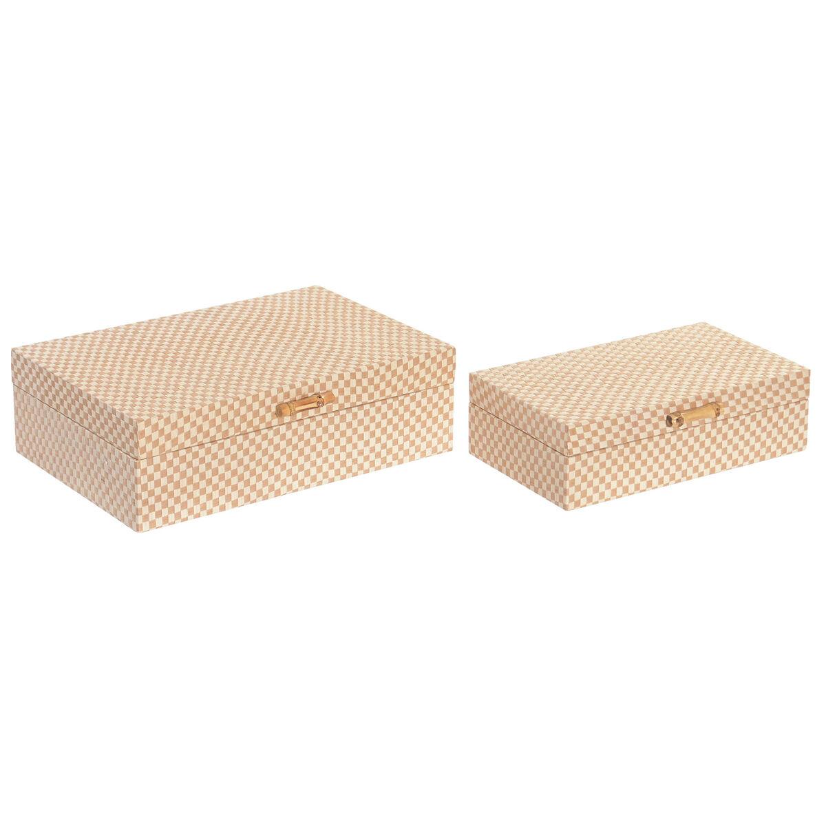 Caja-Joyero Home ESPRIT Beige Madera 30 X 21 X 9,4 CM (2 Unidades)