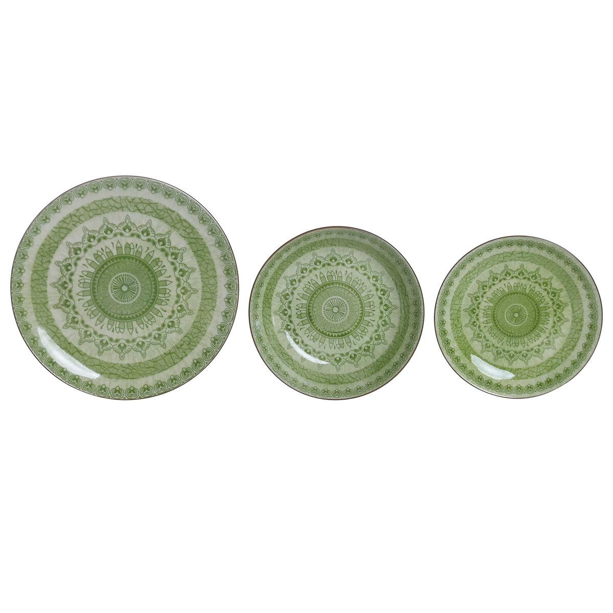 Set de Vajilla Home ESPRIT Verde Porcelana Árabe 18 Piezas