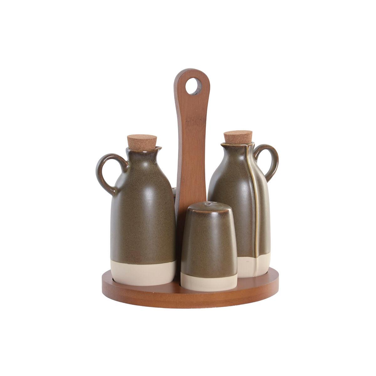 Set de Aceitera y Vinagrera Home ESPRIT Verde Acacia Gres Urbano 19 x 16 x 22,5 cm