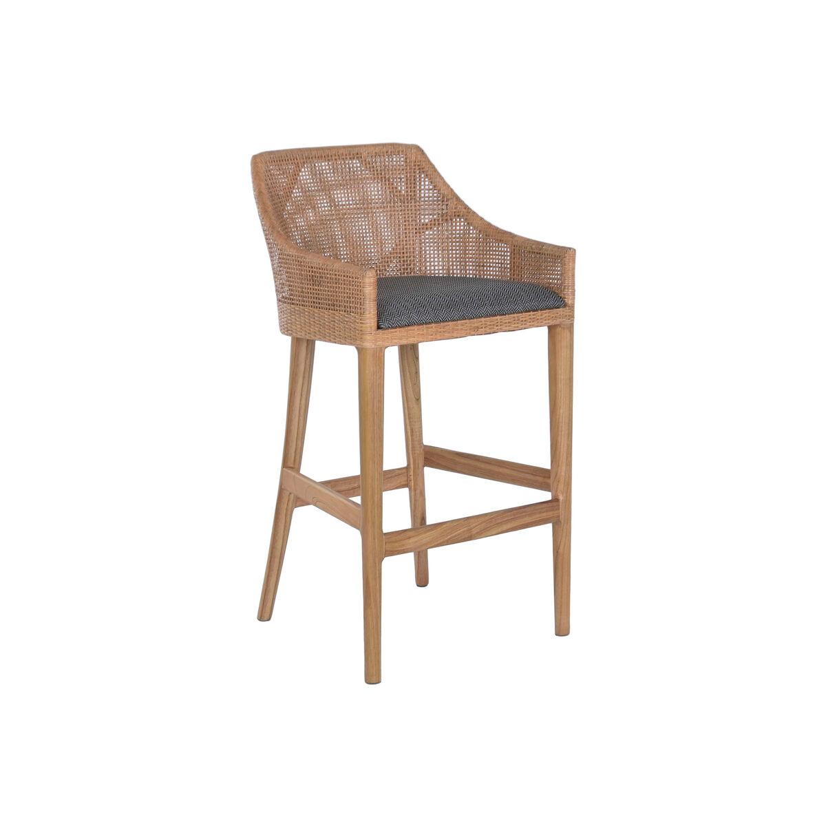 Taburete Home ESPRIT Marrón Gris Ratán 51 X 52 X 100 CM