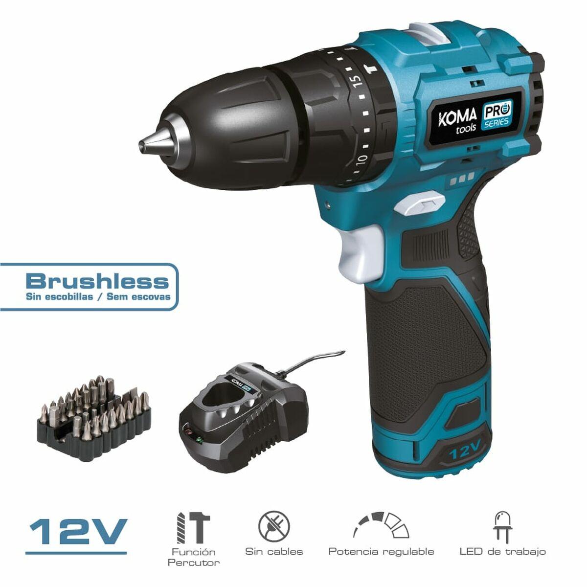 Set de taladro y accesorios Koma Tools 12 V