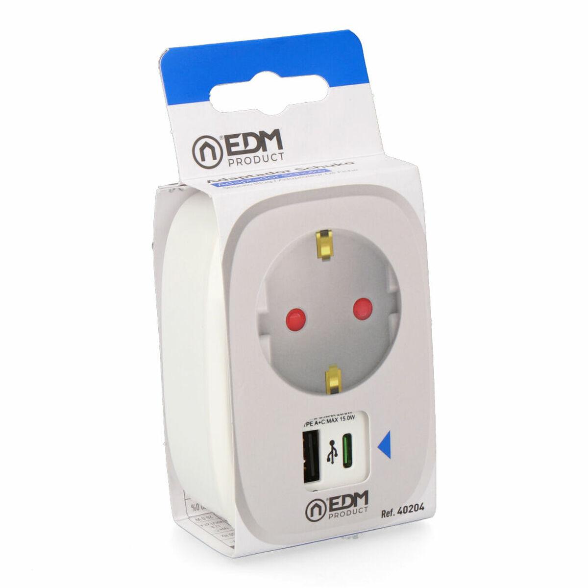 Adaptador para Enchufes EDM 40204 Blanco