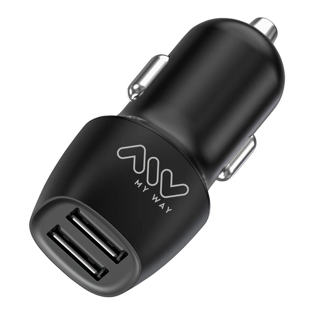 myway cargador coche 2 USB 3.4A negro