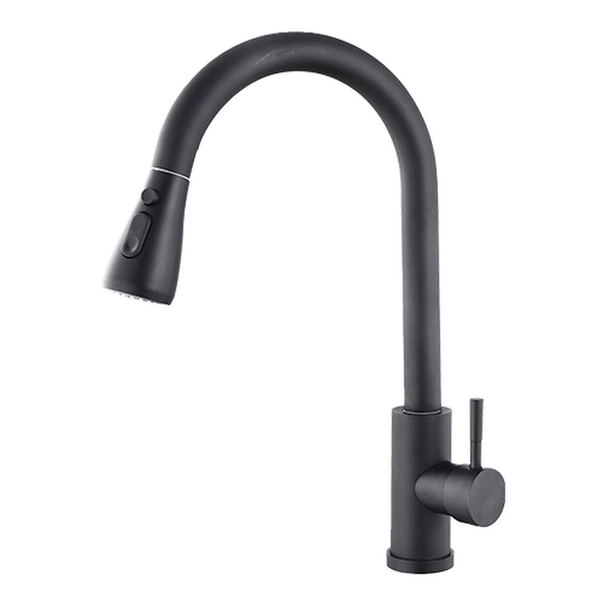 Grifo Monomando Fontastock Negro Acero Inoxidable Cerámico Forma de C