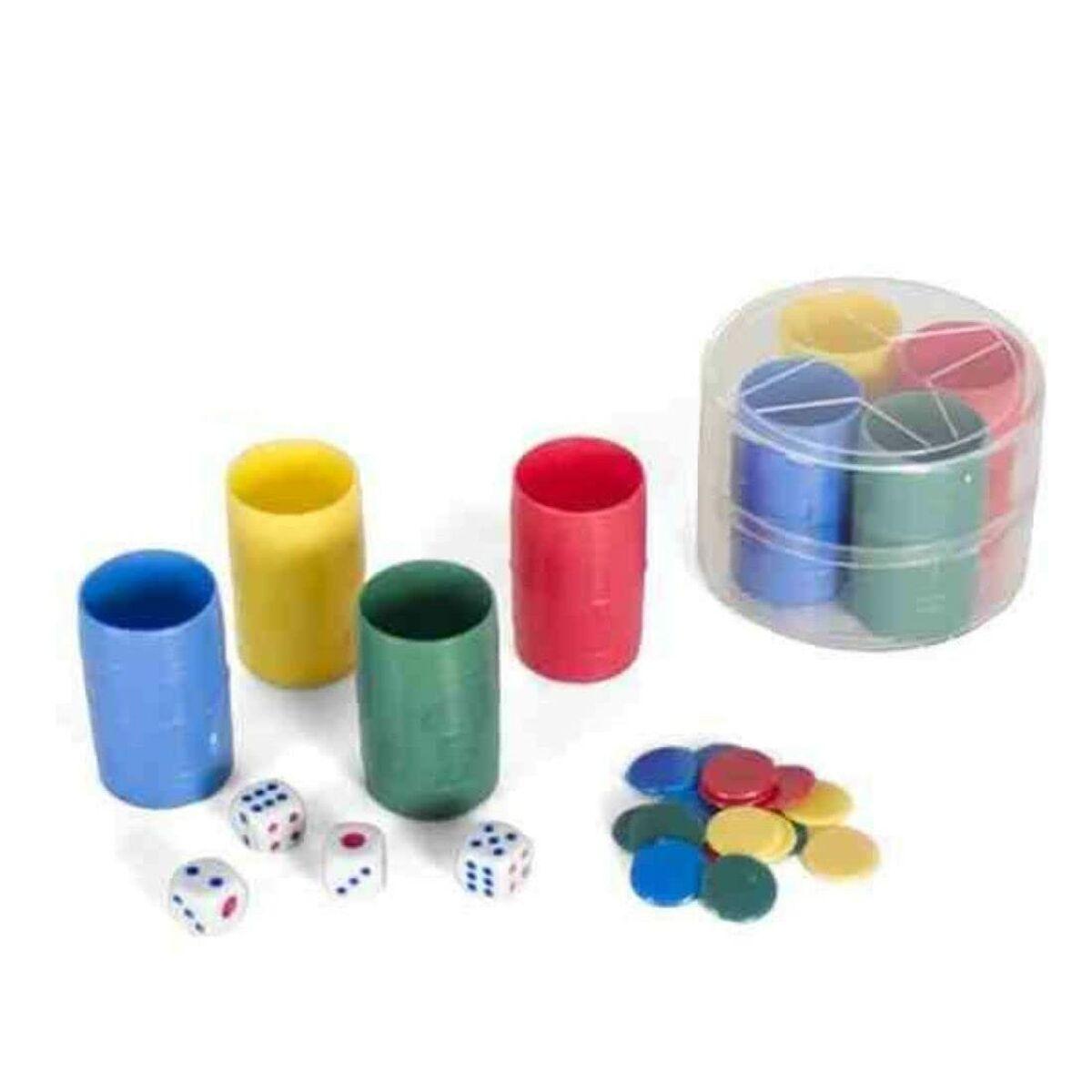Cubiletes con Fichas de Parchís Gerimport (4 Unidades)