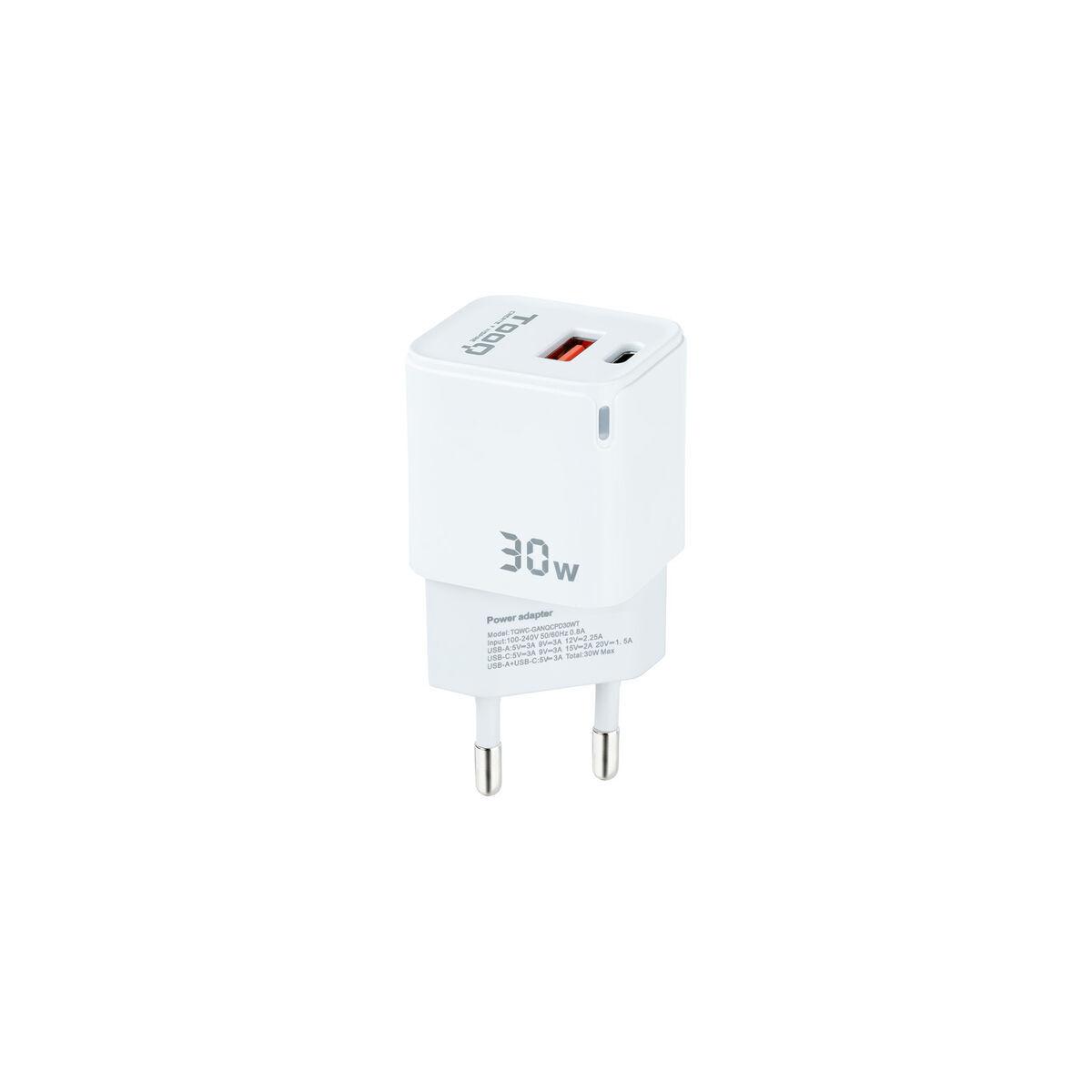 Cargador de Pared TooQ TQWC-GANQCPD30WT Blanco 30 W