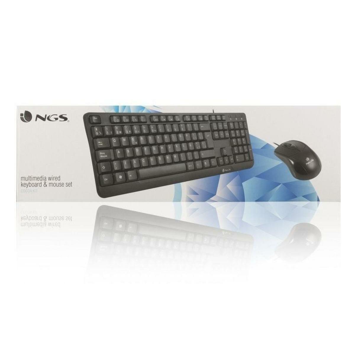 Teclado y Ratón Óptico NGS Cocoa Kit Cocoa Kit Negro Qwerty Español