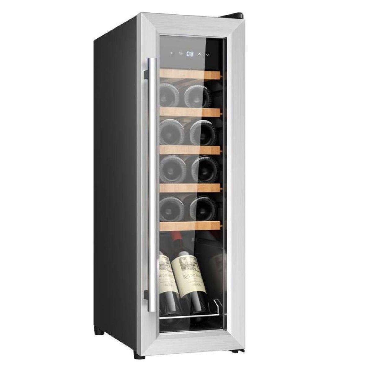 Cecotec Vinoteca GrandSommelier 1250 12 botellas LED cristal negro estantes madera display táctil