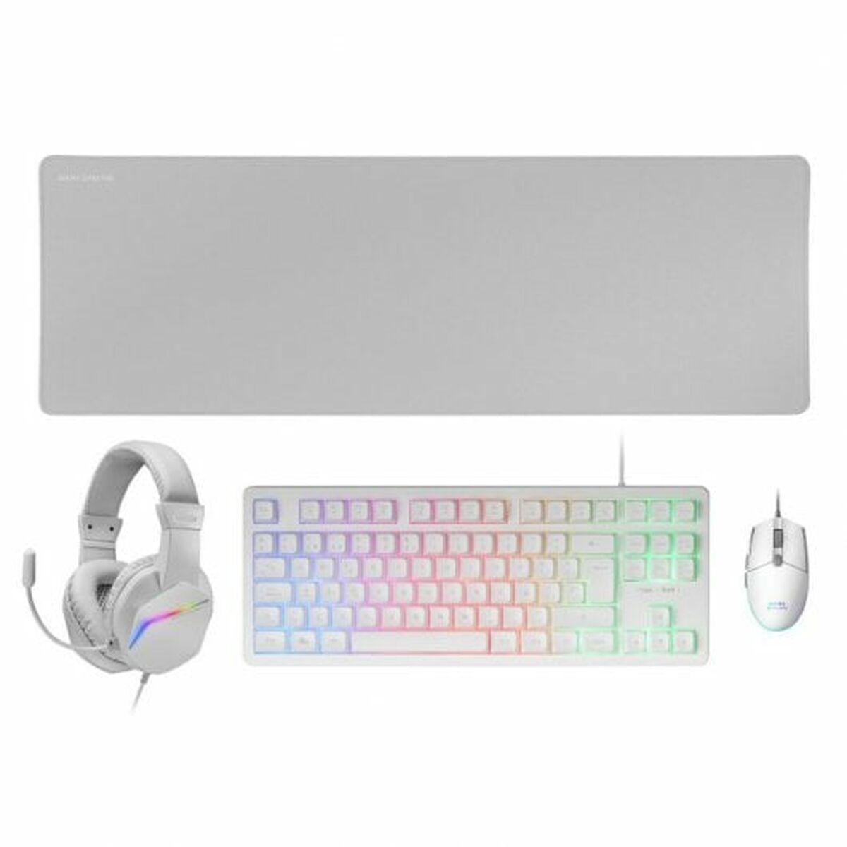 Teclado y Ratón Mars Gaming MCPRGB3WES Qwerty Español Blanco