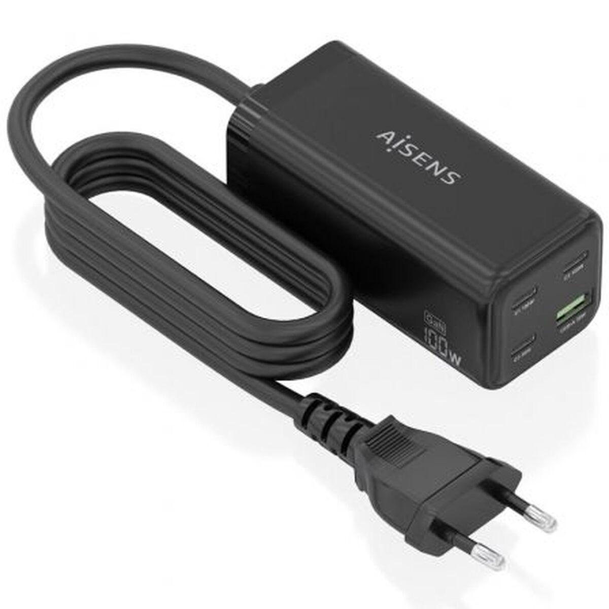 Cargador de Pared Aisens GAN Negro 100 W