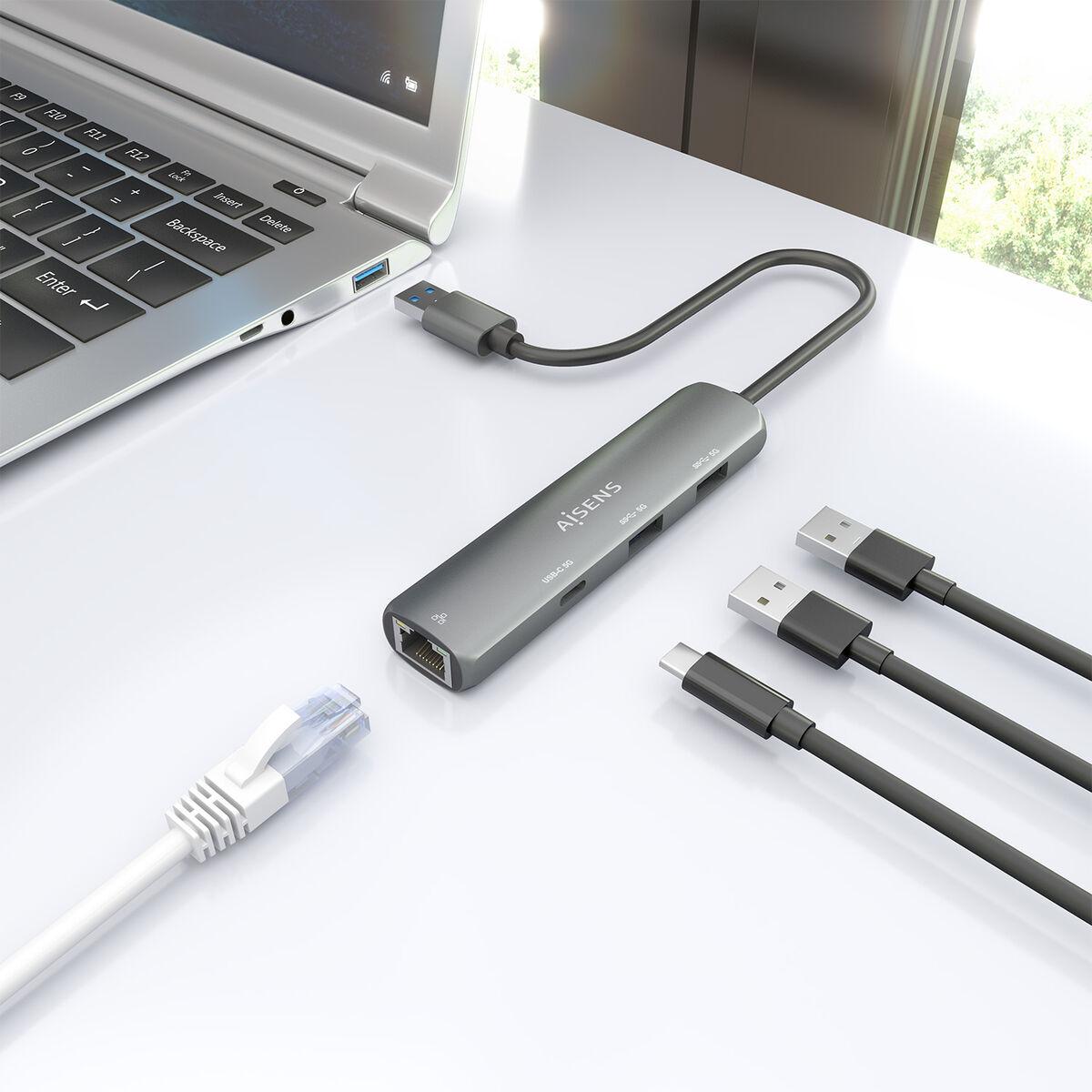 Hub USB Aisens ASUC-4P035-GR Gris