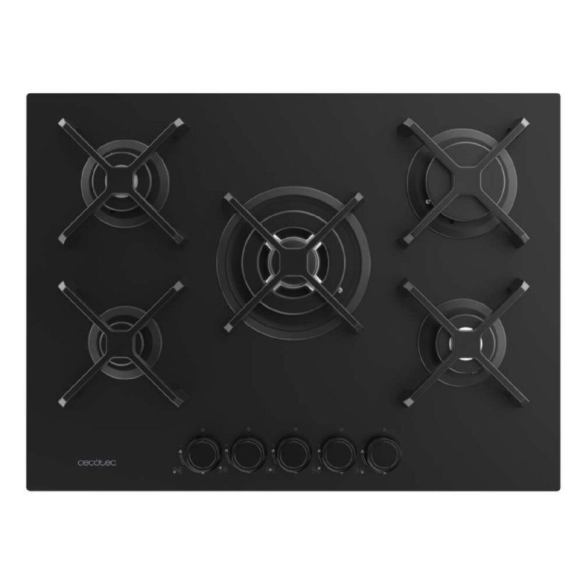 Cecotec Placa de gas Bolero Squad G 5400S 5 fuegos 10400W Nano Glass negro hierro fundido