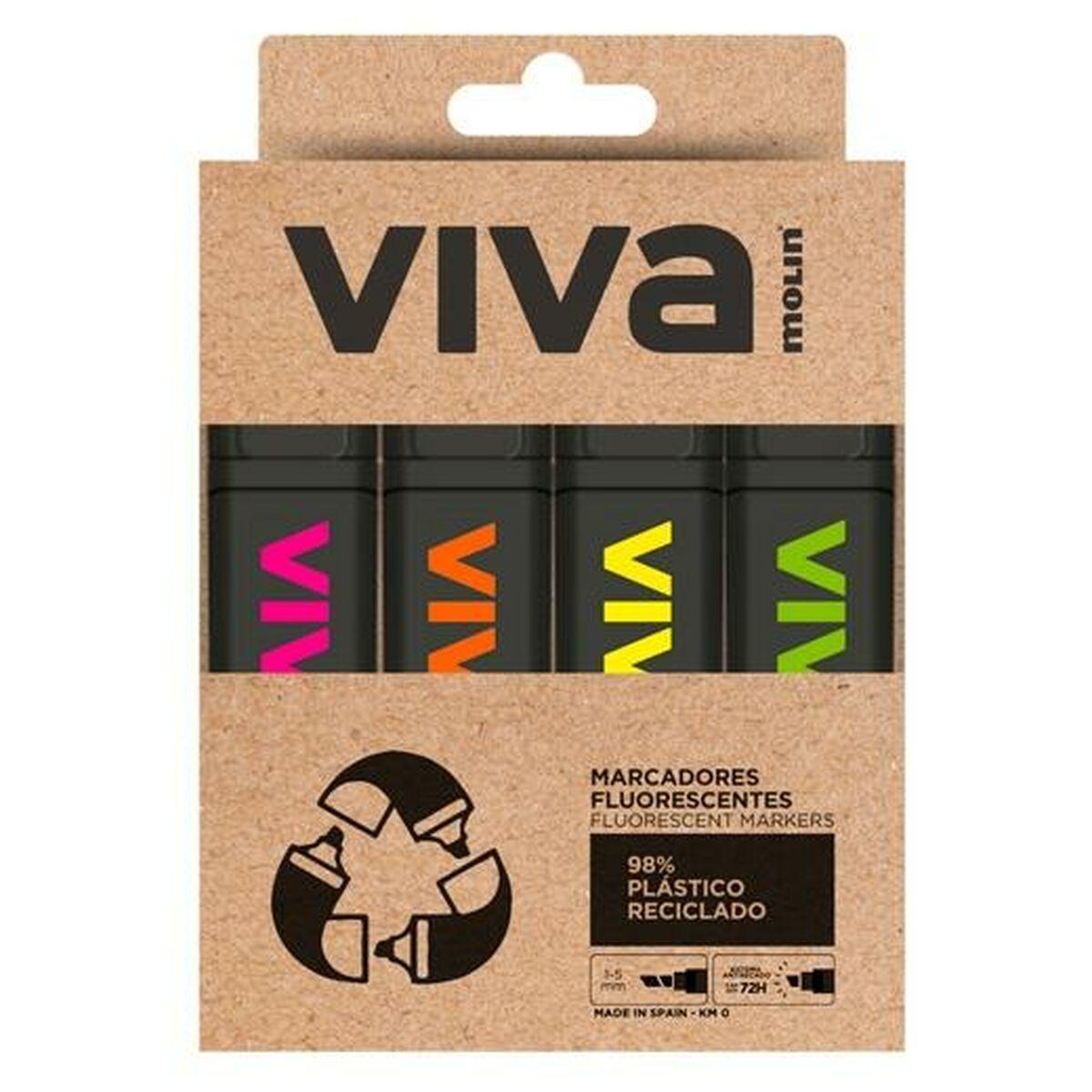 Set de Marcadores Fluorescentes Molin VIVA ECO Multicolor 4 Piezas
