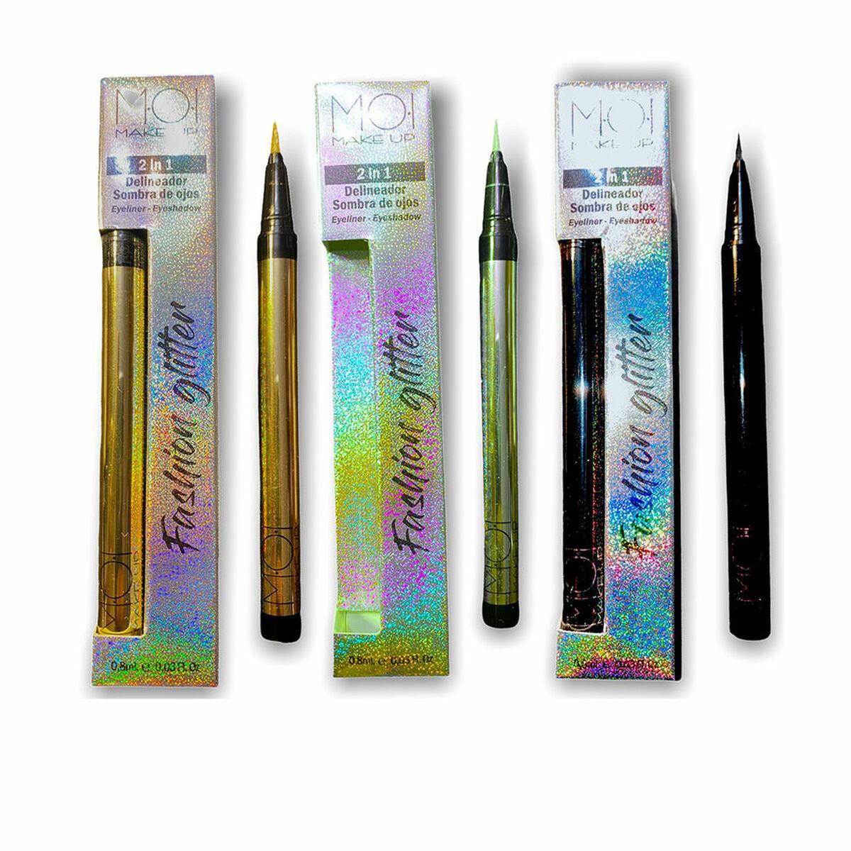 Delineador de ojos MOI Glitter Amarillo Negro Verde 3 Piezas