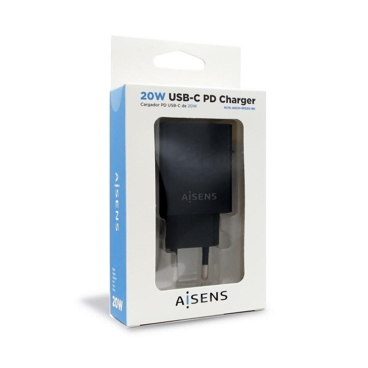 Cargador Aisens ASCH-1PD20-BK Negro 20 W