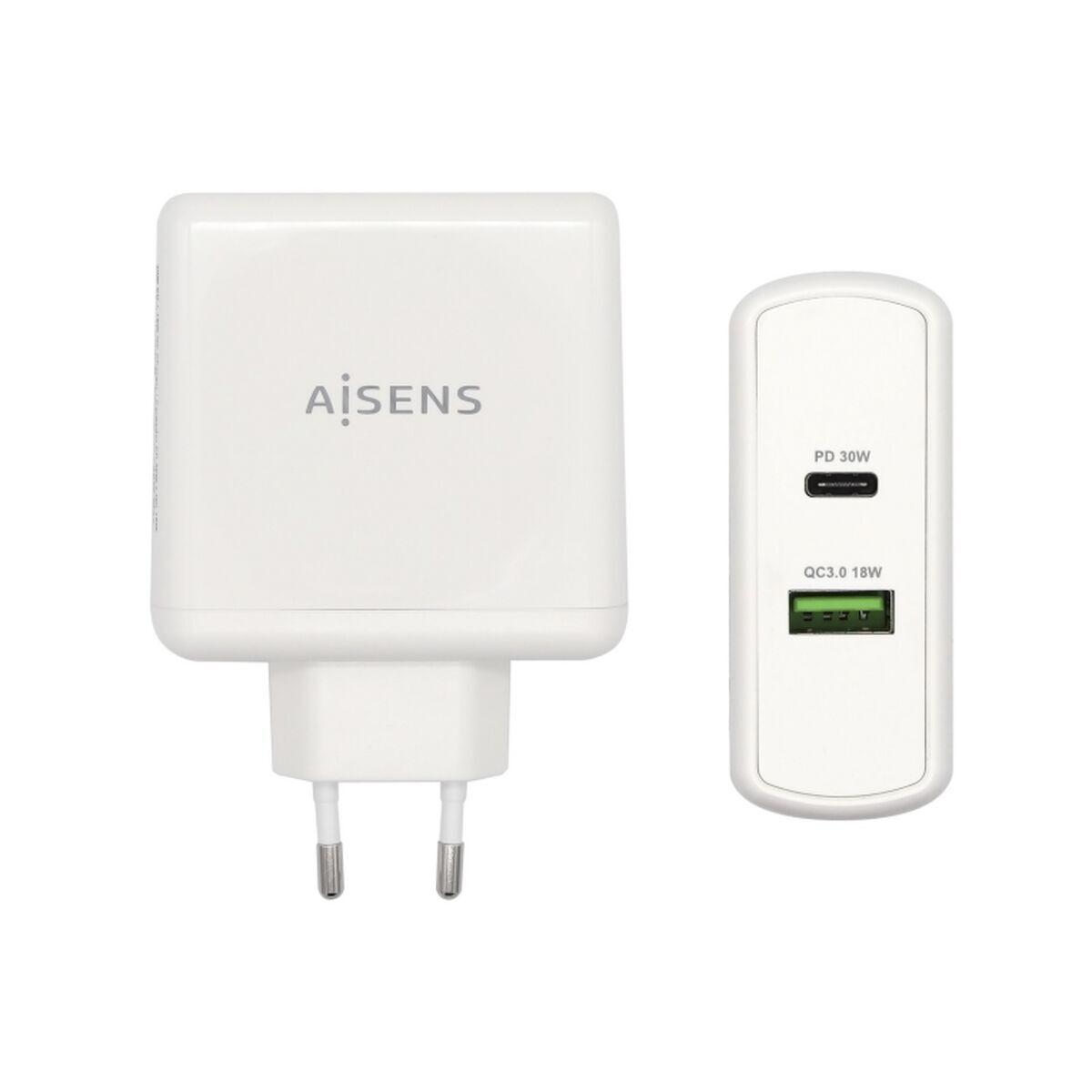 Cargador USB Pared Aisens ASCH-2PD30QC-W 48 W Blanco