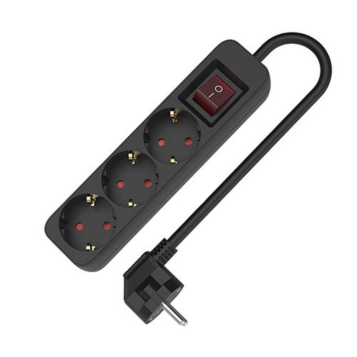Regleta Enchufes 3 Tomas sin Interruptor TM Electron TMUAD503SBK Negro 3680 W 250 V (1,5 m)