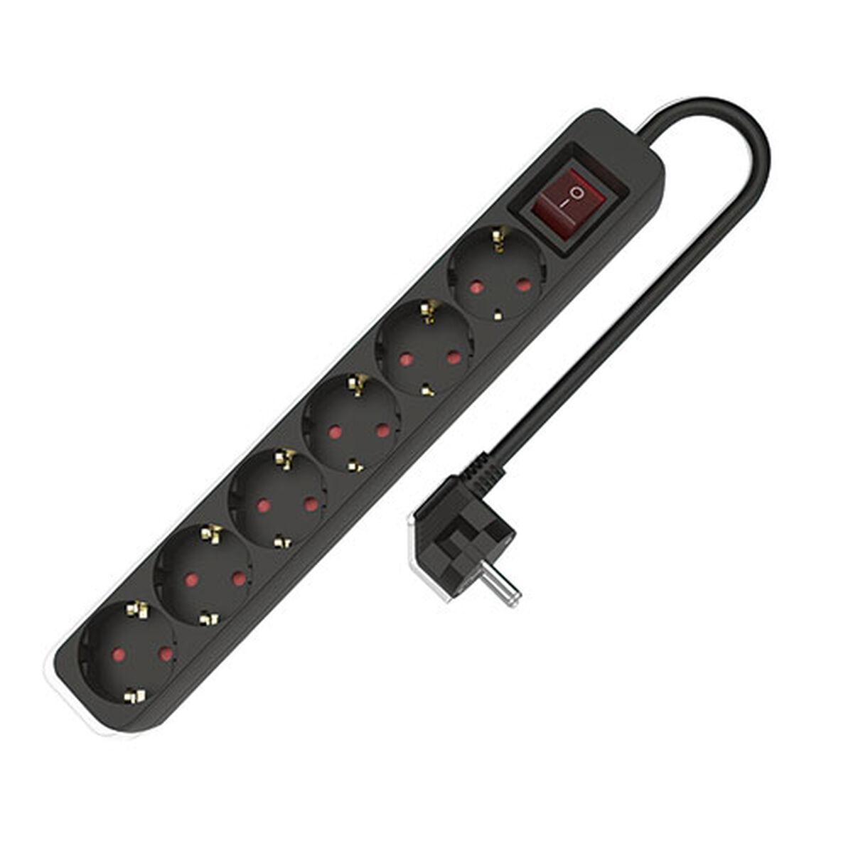 Regleta Enchufes 6 Tomas con Interruptor TM Electron TMUAD506SBK Negro 3680 W (1,5 m)