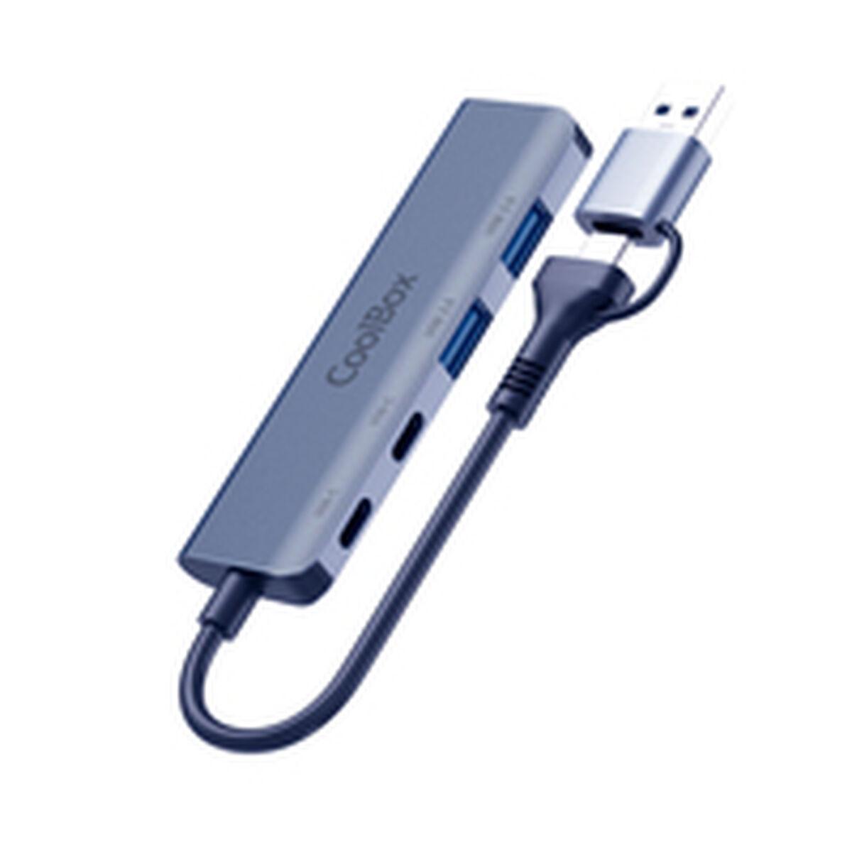 Cable USB CoolBox COO-HUB-C-CCAA Gris