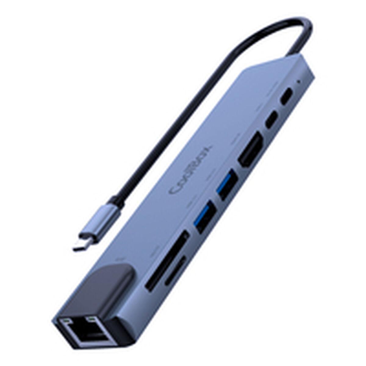 Hub USB CoolBox COO-DOCK-C-81 Gris 100 W