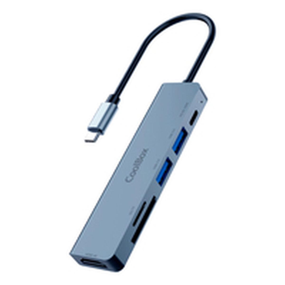 Hub USB CoolBox COO-DOCK-C-61 Gris 100 W