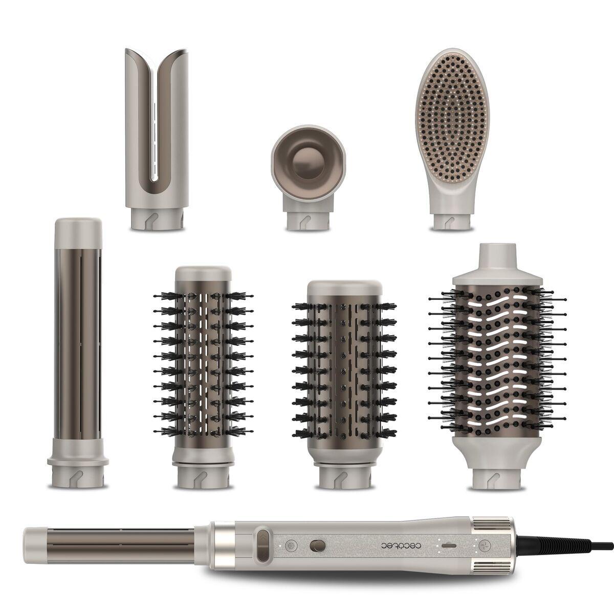 Cecotec Cepillo Moldeador CeramicCare 8in1 AirGlam Gyro 1500W Cerámica Ionizador Champagne