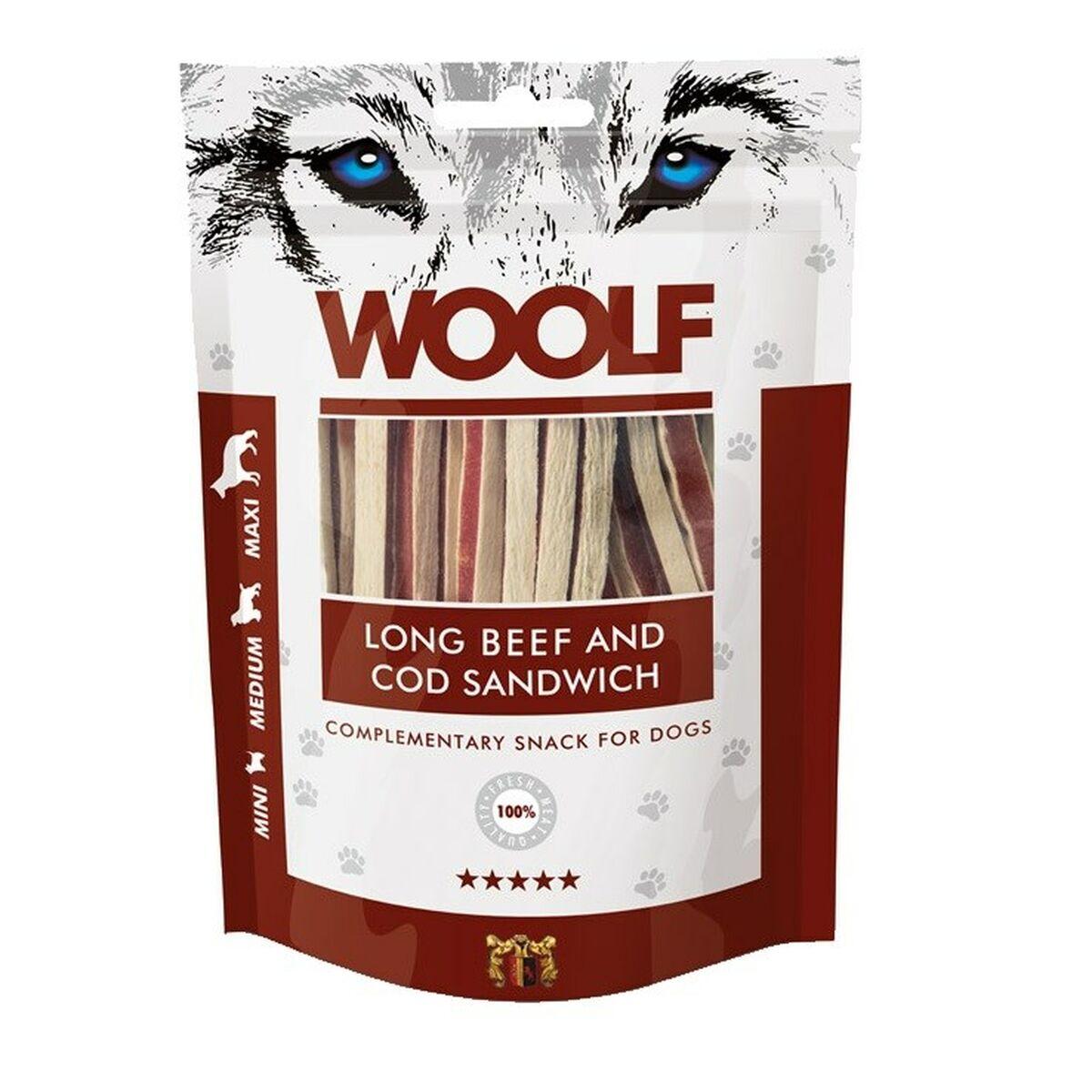 Snack para Perros Woolf Long Beef and Cod Sandwich Carne de vacuno 100 g