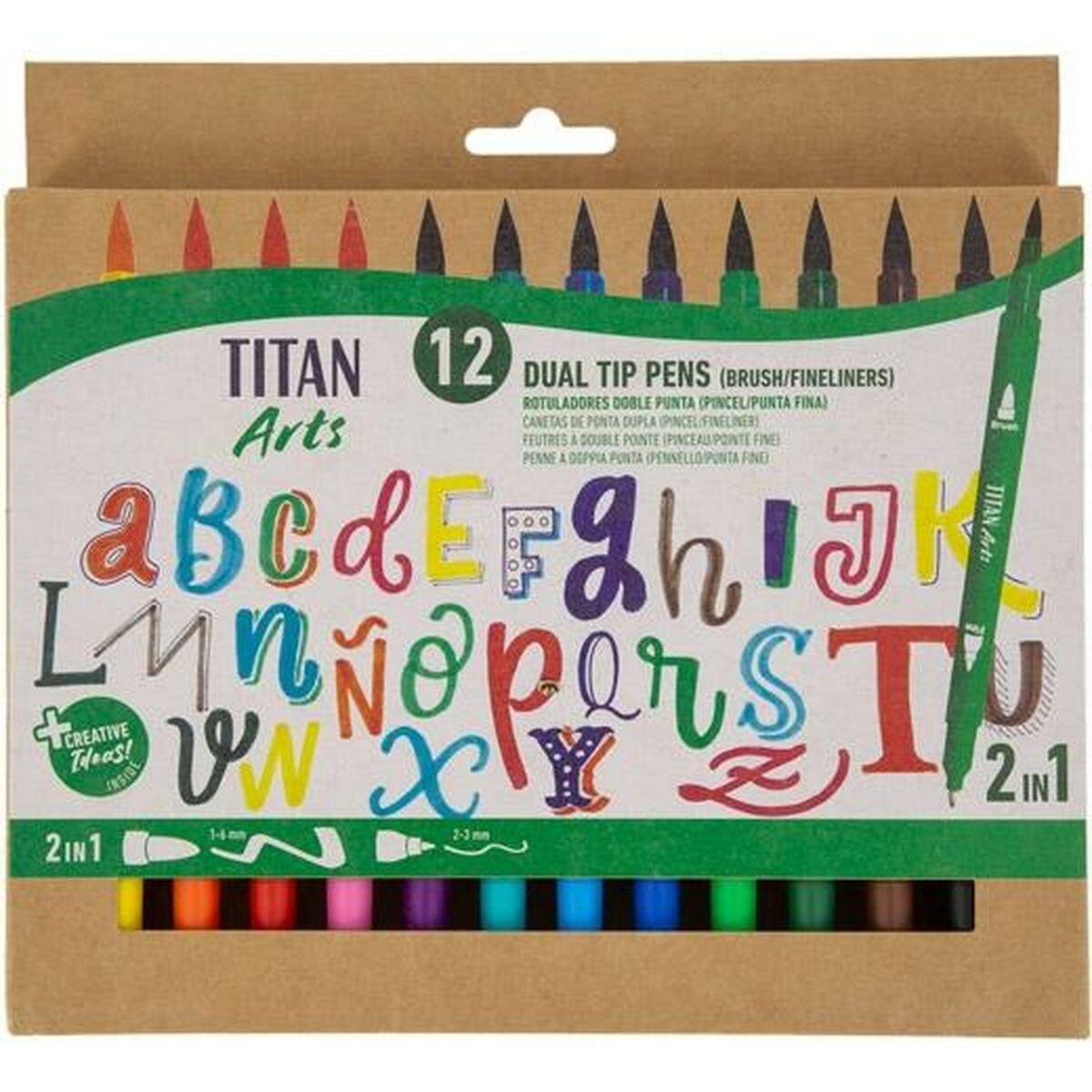 Set de Rotuladores Titan Arts Multicolor Doble punta 12 Piezas