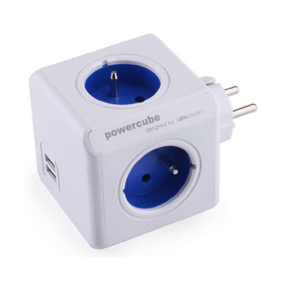 Regleta Enchufes Cubo Allocacoc PowerCube Original USB (E) Azul Blanco