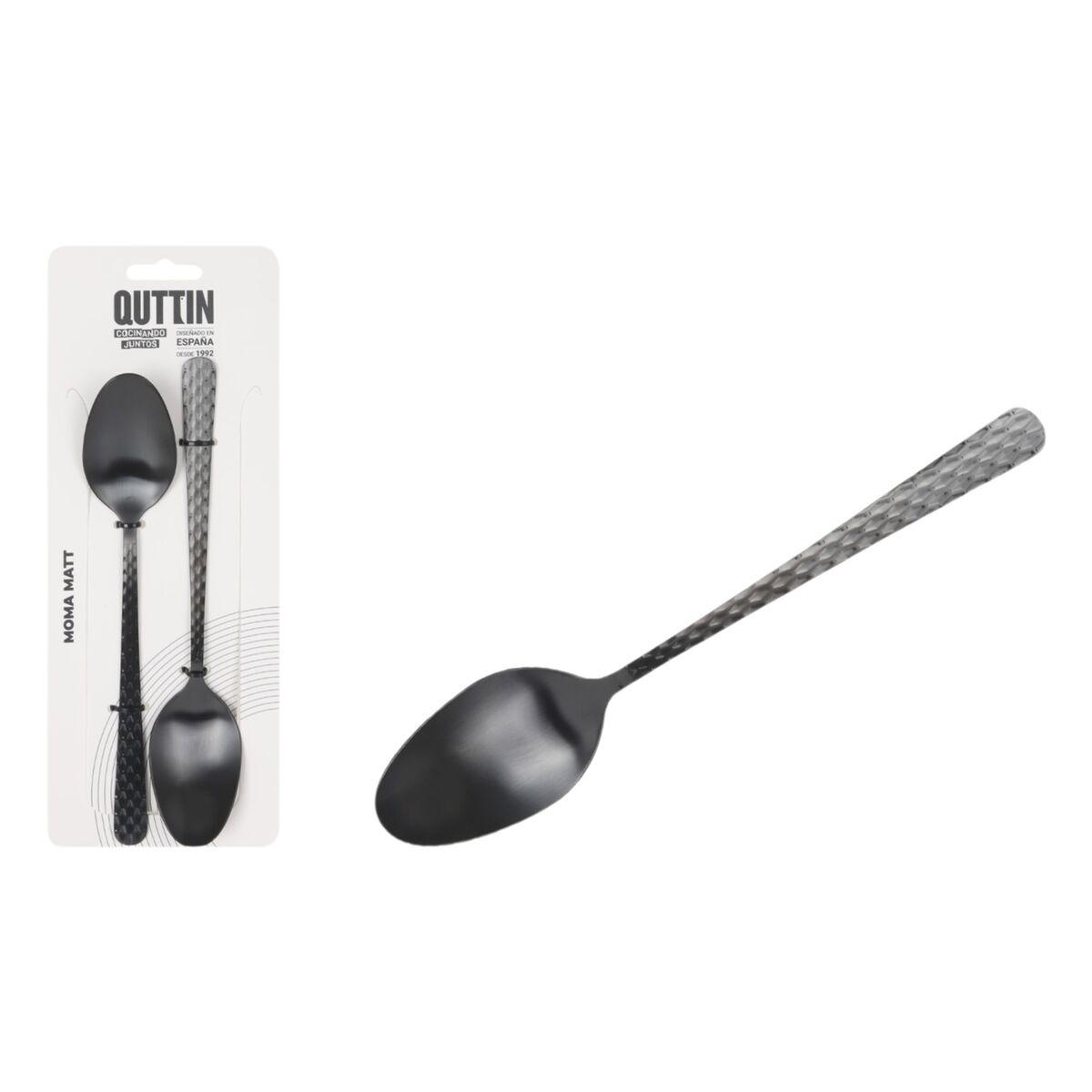 Cuchara de mesa Quttin MOMA Negro 19,8 x 3,8 cm 2 Piezas (12 Unidades)