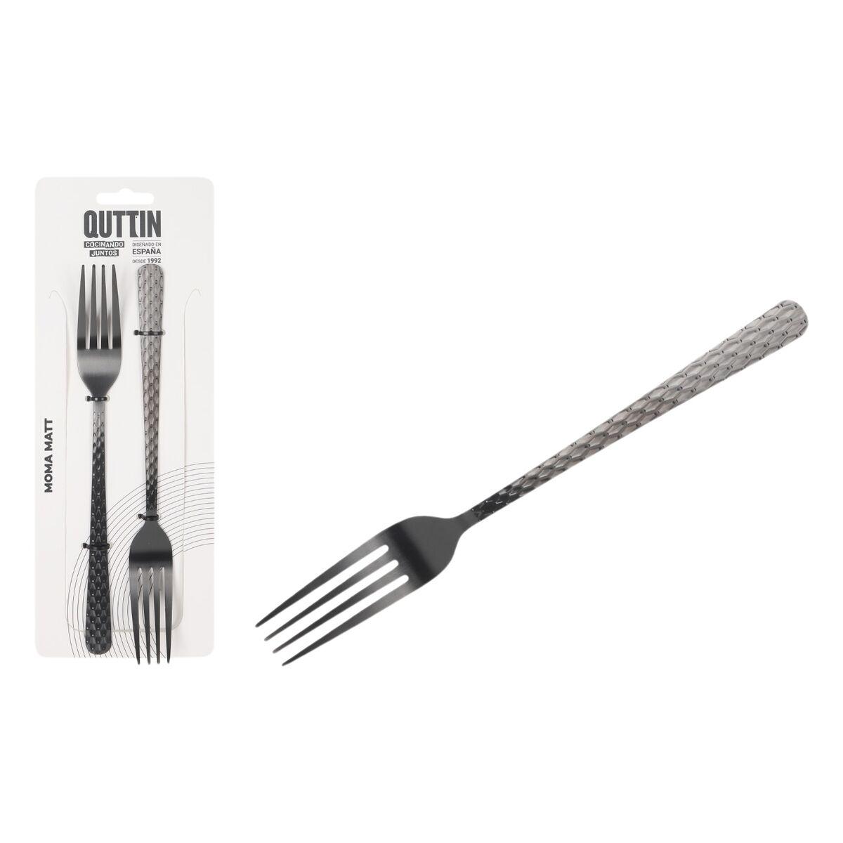 Set de Tenedores Quttin MOMA Negro 20,5 x 2,4 cm 2 Piezas (12 Unidades)