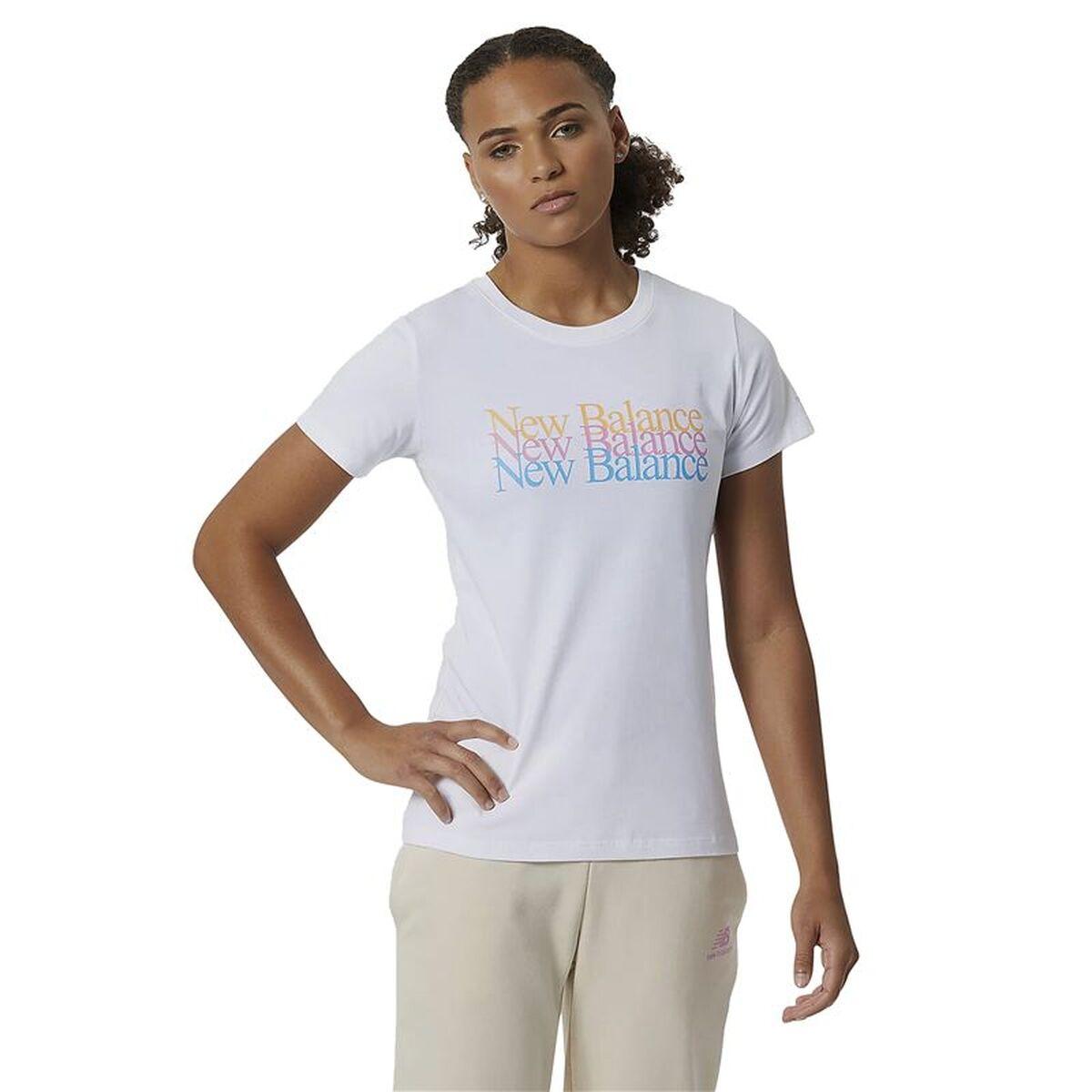Camiseta de Manga Corta Mujer New Balance Essentials Celebrate W Blanco