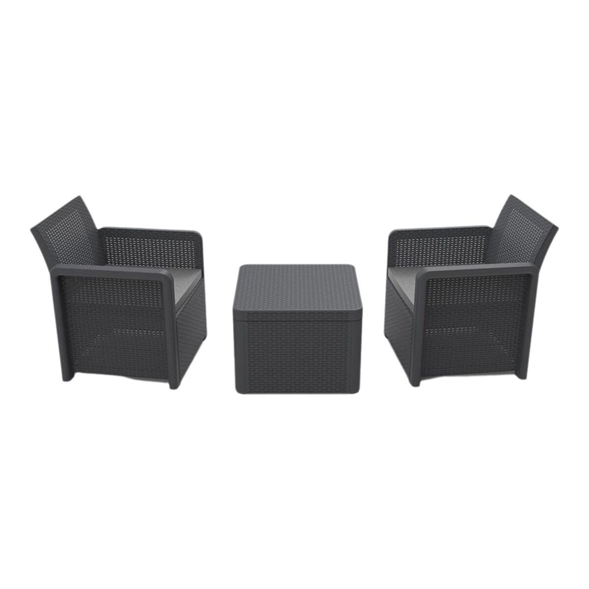 Conjunto de Mesa con 2 Sillones Shaf Antracita 57 X 57 X 42 CM (3 Piezas)