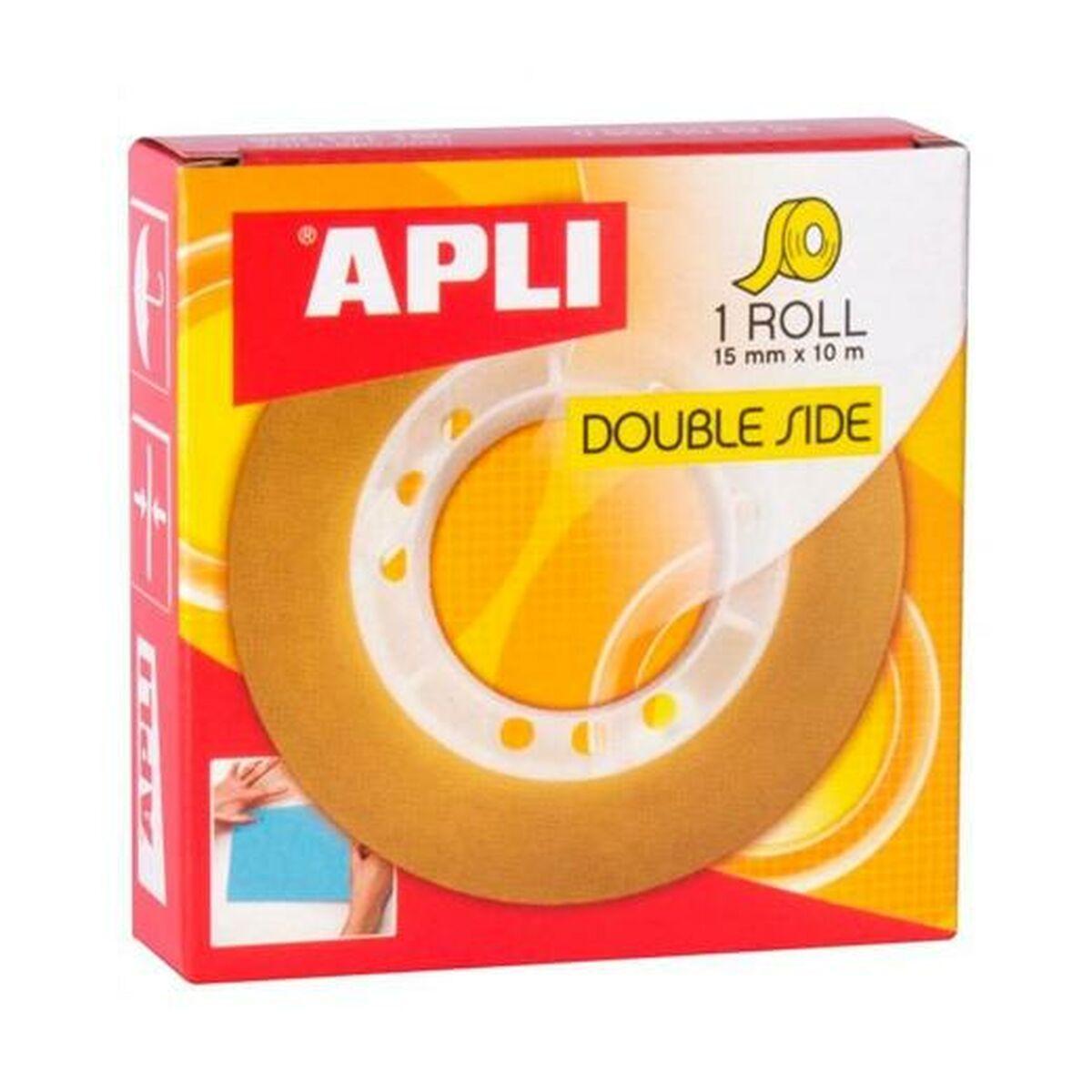 Cinta de Doble Cara Apli Transparente 15 mm x 10 m 20 Piezas (4 Unidades)