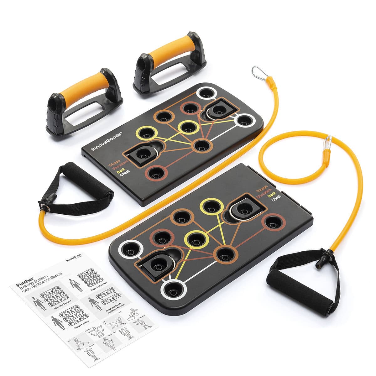 Tabla de Flexiones Push-Up con Bandas de Resistencia y Guía de Ejercicios InnovaGoods (Reacondicionado A)