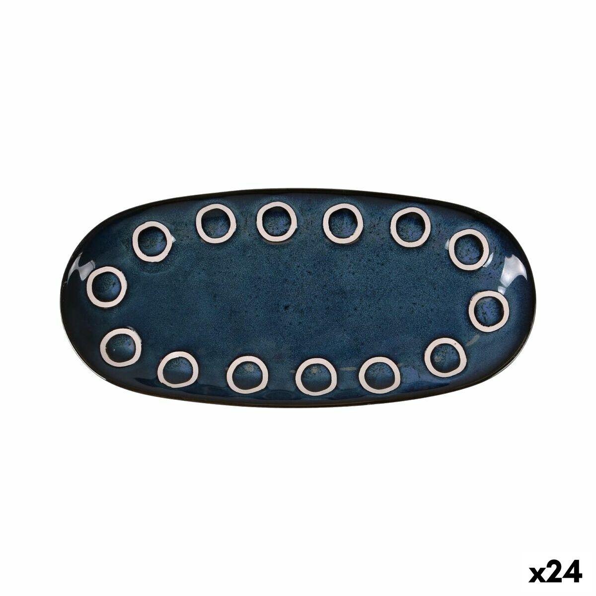 Fuente de Cocina La Mediterránea Almudena Azul Ovalado 25 x 12 x 2,2 cm (24 Unidades)
