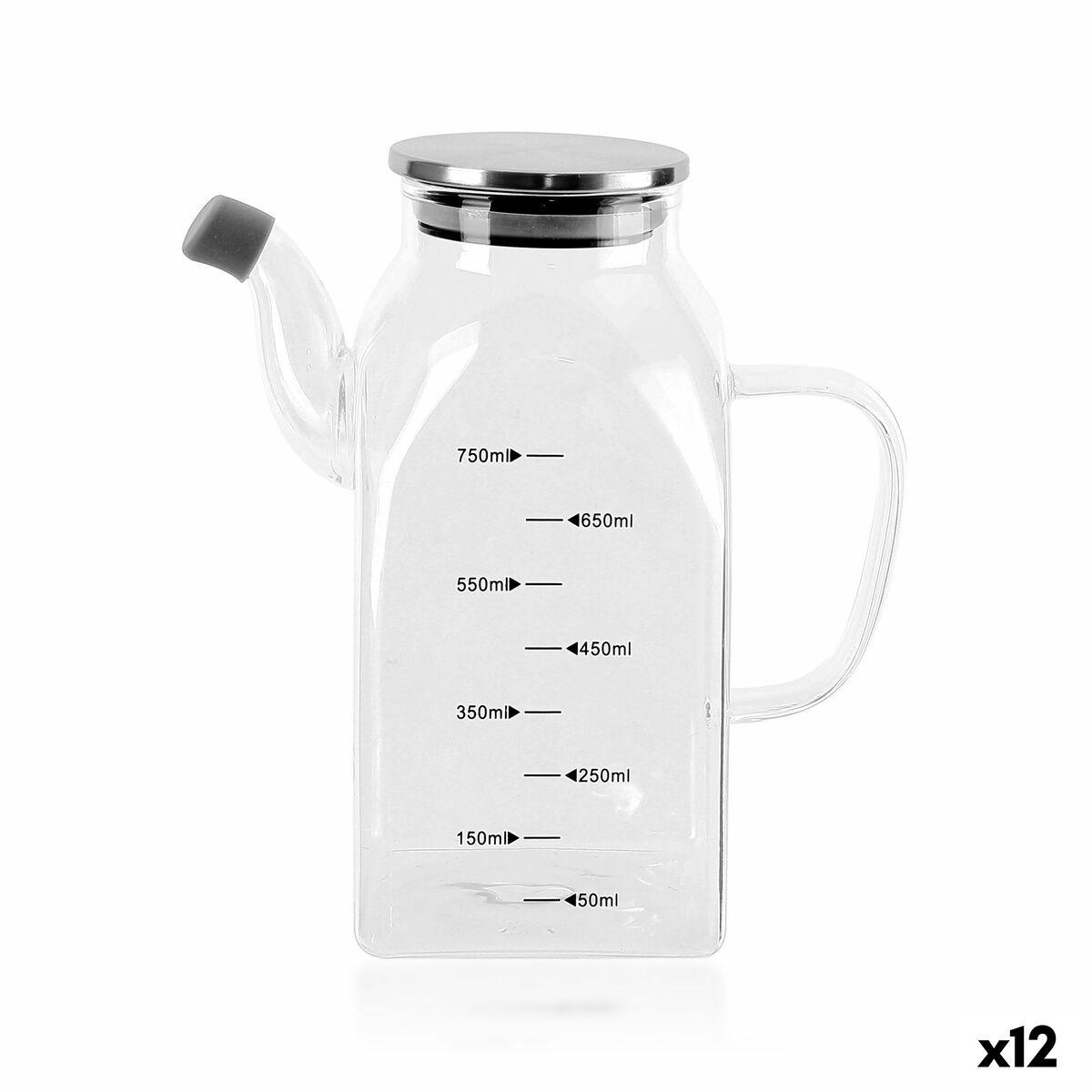 Aceitera La Mediterránea Transparente Plateado Metal Vidrio de Borosilicato 0,75 L (12 Unidades)
