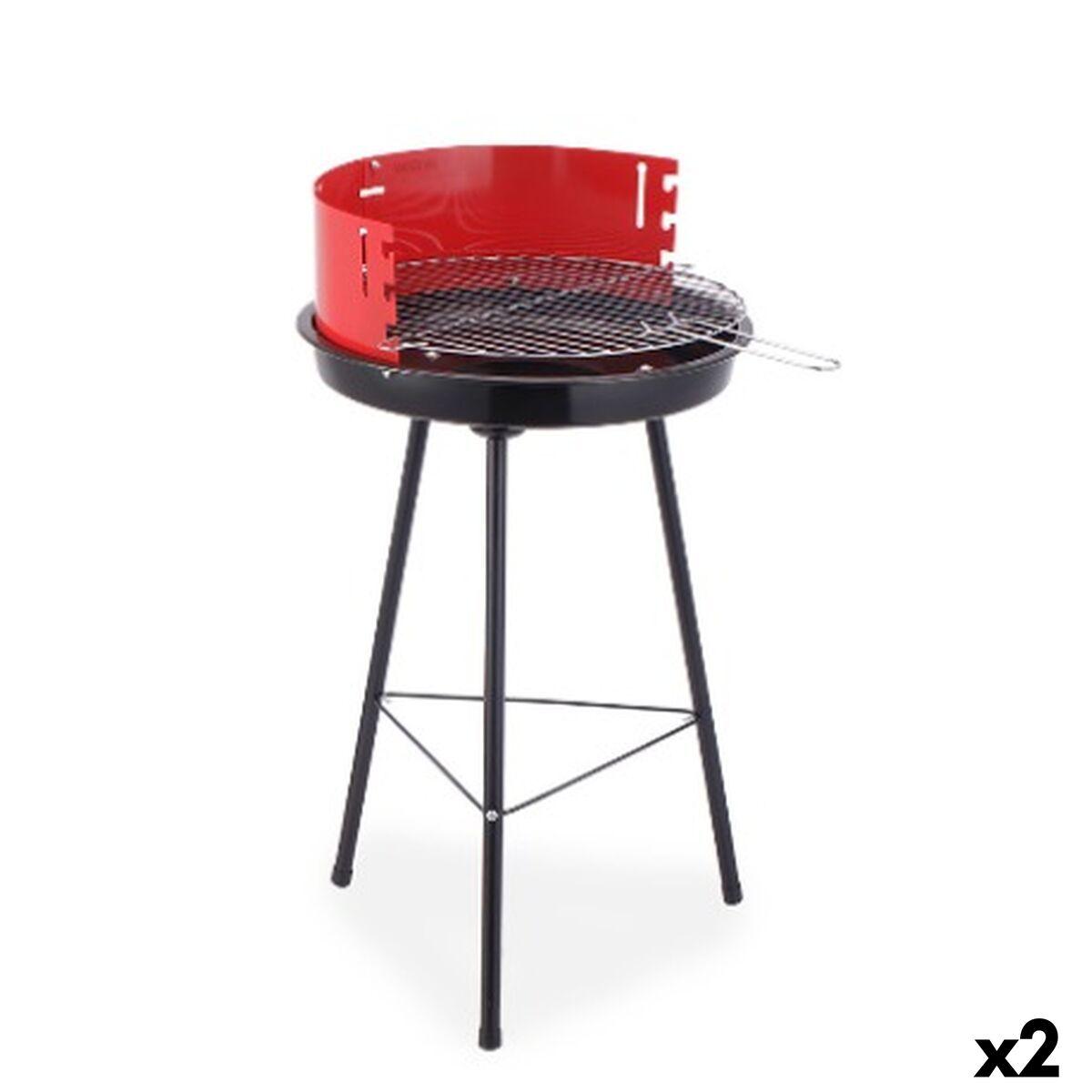 Barbacoa de Carbón con Patas Algon Negro Rojo 42 x 76,5 cm (2 Unidades)