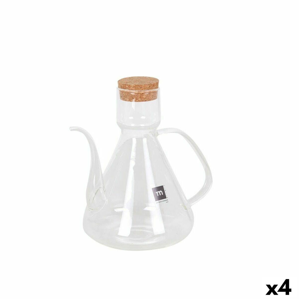 Aceitera La Mediterránea Bell Transparente Silicona Vidrio de Borosilicato 1 L (4 Unidades)