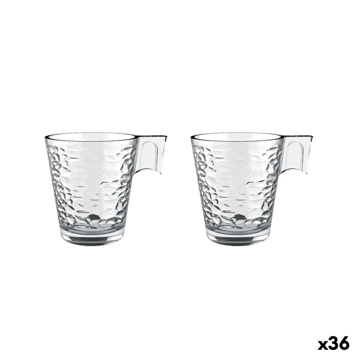 Juego de Tazas de Café La Mediterránea Napoli Abstract Transparente Vidrio 210 ml 2 Piezas (36 Unidades)