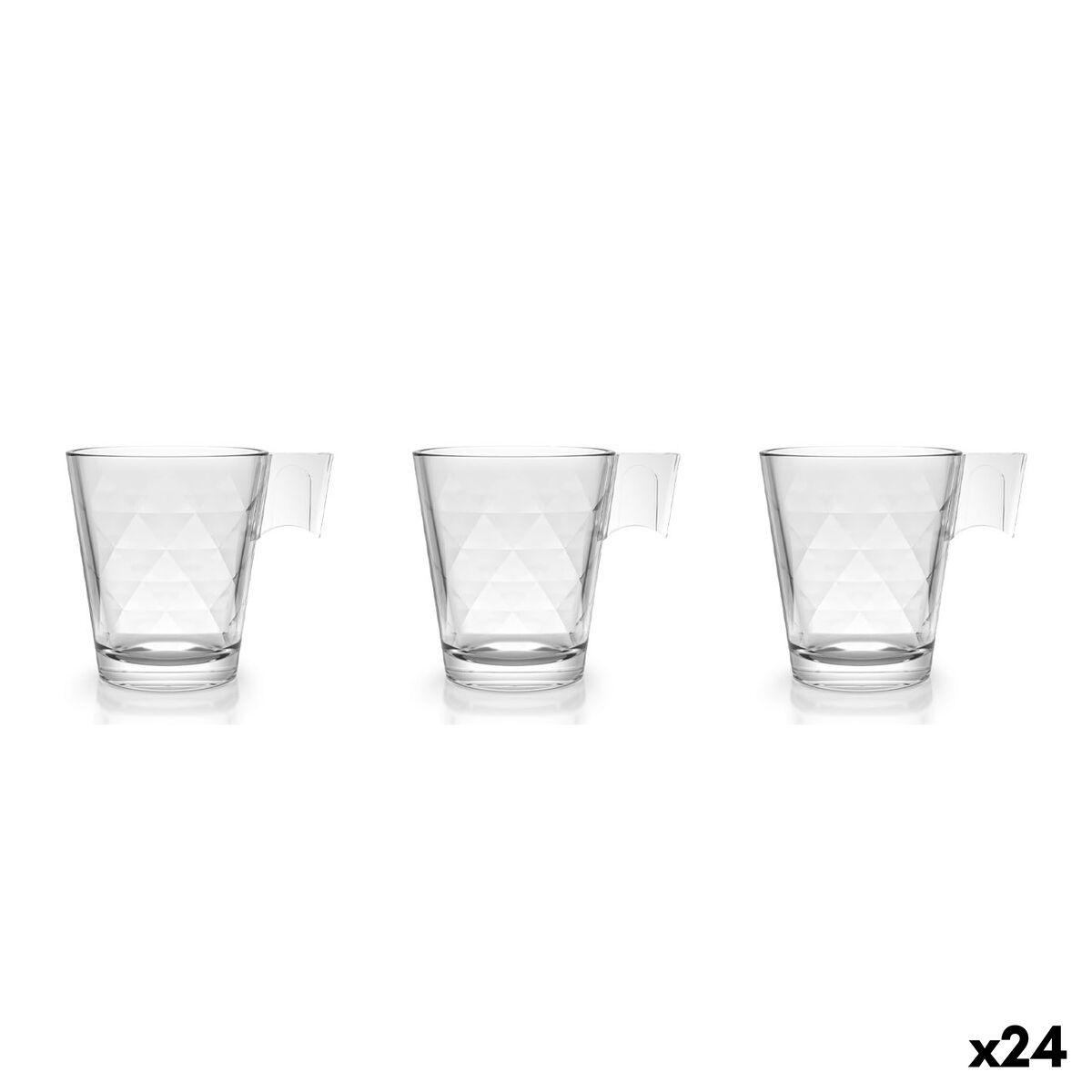 Juego de Tazas de Café La Mediterránea Napoli diamond Transparente Vidrio 80 ml 3 Piezas (24 Unidades)