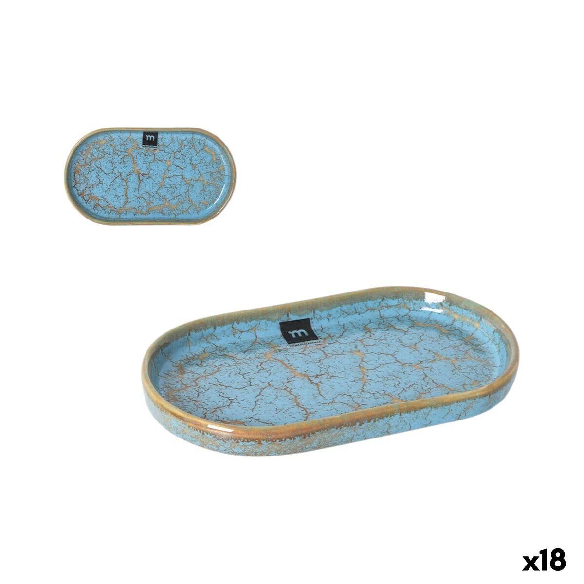 Fuente de Cocina La Mediterránea Scratch blue Porcelana Ovalado 20,6 x 11,7 x 2,3 cm (18 Unidades)