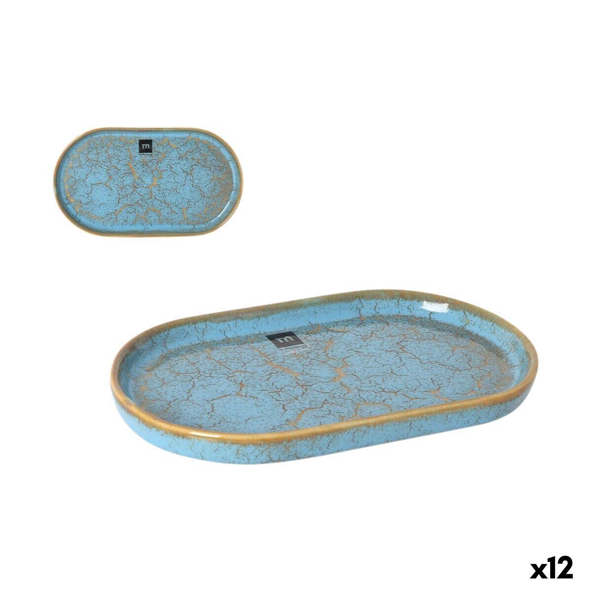 Fuente de Cocina La Mediterránea Scratch blue Porcelana Ovalado 25,3 x 13,5 x 2 cm (12 Unidades)