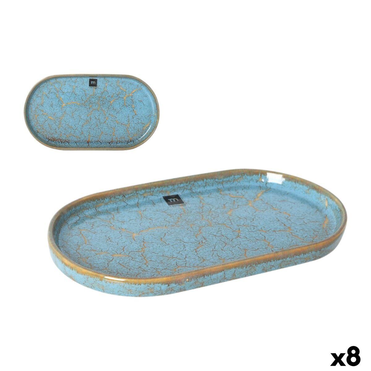 Fuente de Cocina La Mediterránea Scratch blue Porcelana Ovalado 25,3 x 13,5 x 2 cm (8 Unidades)