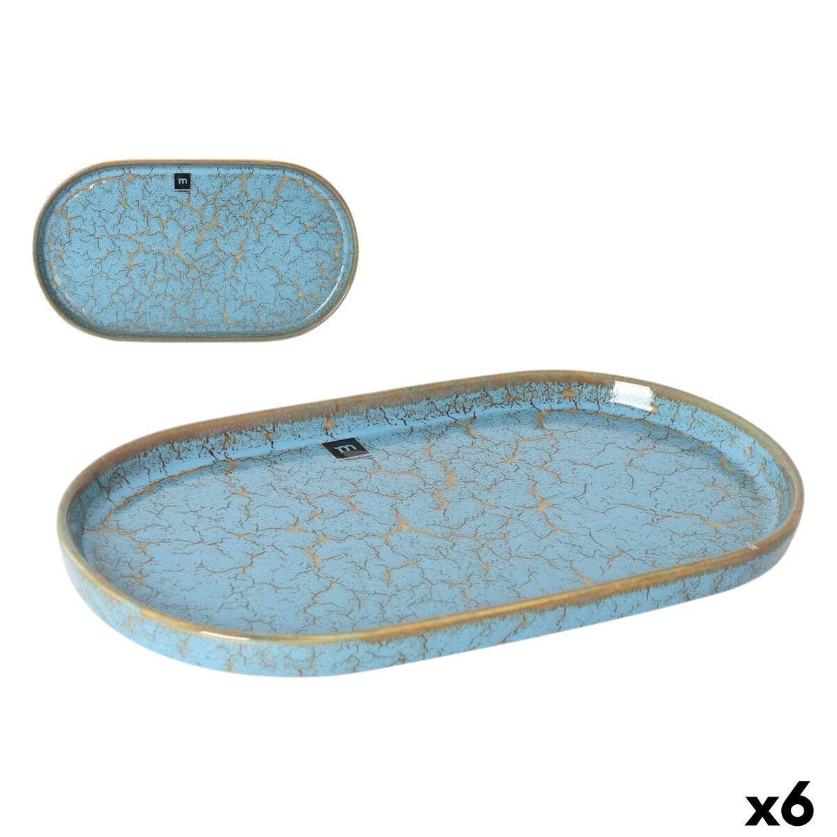 Fuente de Cocina La Mediterránea Scratch blue Porcelana Ovalado 35,7 x 20,5 x 3 cm (6 Unidades)